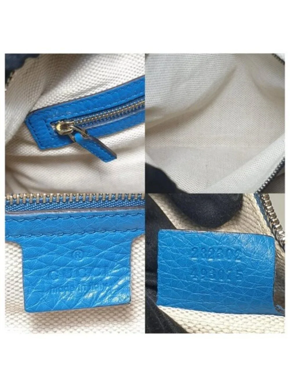 Authentic Gucci Bright Diamante Blue Leather Boston Satchel Bag